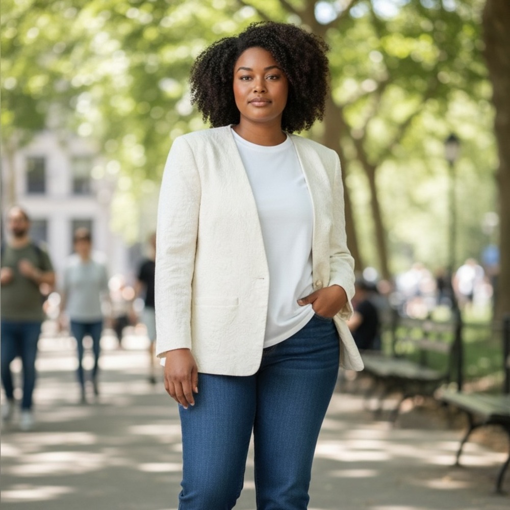 Liz Claiborne Women's Cream Textured Blazer 934